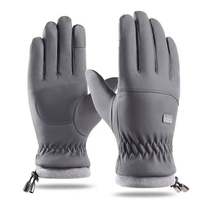 Guantes de pantalla táctil caliente antideslizante de invierno para motociclistas masculinos con vello grueso impermeable a prueba de viento y frío para automóviles eléctricos al aire libre