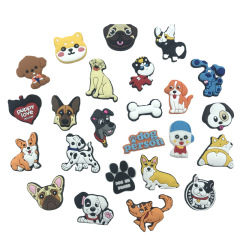 子犬柄の穴あきシューズ、PVC製ソフトシューズ、花柄シューズ、DIY穴あきシューズアクセサリー、卸売販売