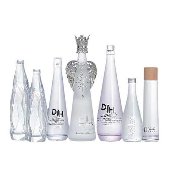 New simple multi-specification glass bottle mineral water glass bottle 330 and 500 ml transparent glass white wine bottle