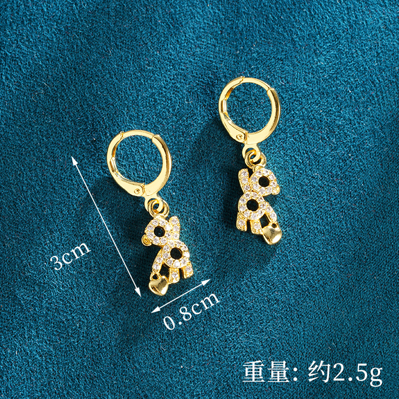 Collar de oro de arena vietnamita, diseño, lindo color, círculo de diamantes, pendientes de oso