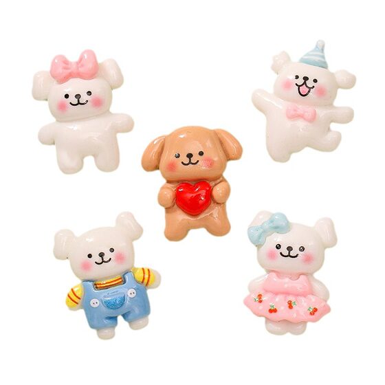 Cute Cartoon Line Puppy DIY Handmade Cream Glue Phone Case Keychain Hairpin Resin Jewelry Accessories