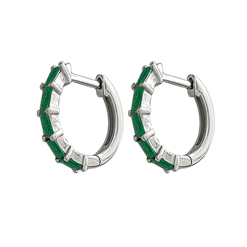 Pendientes retro con circonita cuadrada verde, estilo étnico colorido