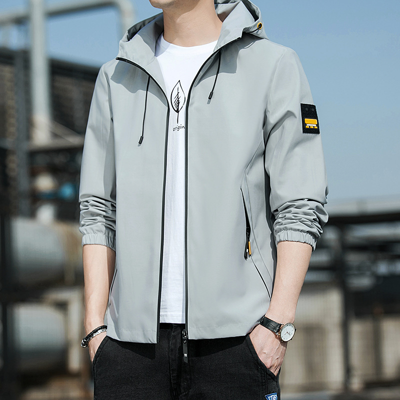 2024 New Spring Jacket Men's Hooded Jacket Teenager Fashion Thin Jacket Outdoor Sports Casual Top