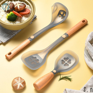 New European Standard High Temperature Resistant Silicone Cooking Shovel Spoon Oil Strainer Spoon Non-stick Pan Stir-frying Shovel Vertical Rice Spoon