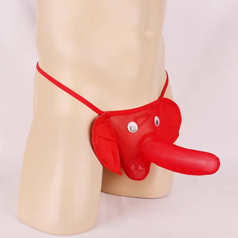 Xiuaisha Men’s Mesh Perspective Elephant Nose Thong, Leopard Print One Size — detail image 14