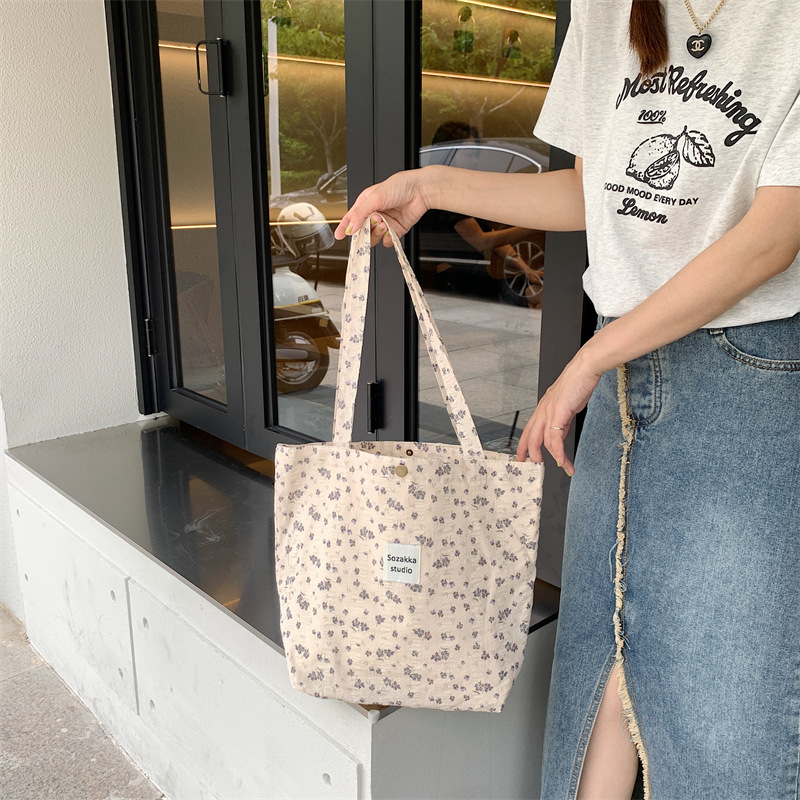 36251 Vintage floral canvas cosmetic bag, large-capacity handbag, women's single-shoulder crossbody bag, tote bag, underarm bag undefined