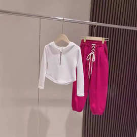 65米尼棉-亲子装母女装女童套装2024网红中大童长袖运动两件套潮