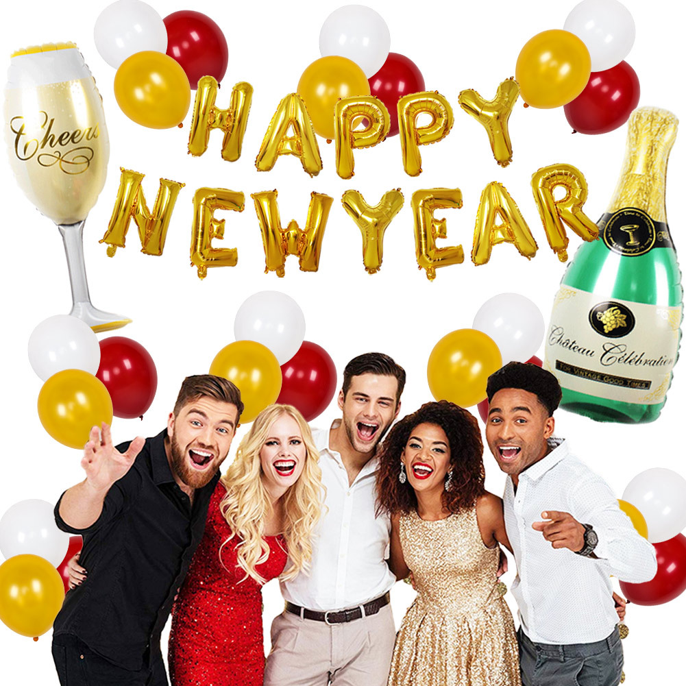 2023 Año Nuevo traje de globo Año Nuevo carta copa de vino botella de vino Año Nuevo fiesta decoración Año Nuevo Reunión Anual Traje de globo