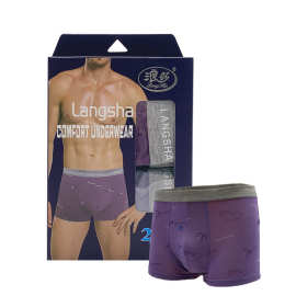 浪莎男士四角裤粘纤中腰平角裤断码清仓（2条/盒）