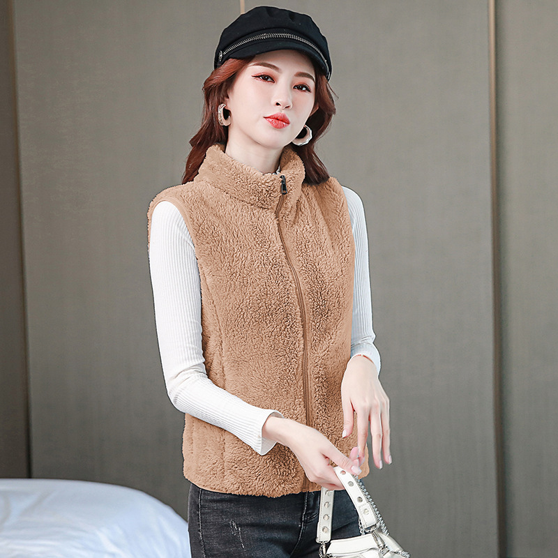 Polar Fleece Vest Women's Fleece Thickeneded Coral Fleece Jacket Vest Fleece-Lined Vest Autumn and Winter Outdoor Double-Sided Fleece Short Style Polar Fleece Vest Women's Fleece Thickeneded Coral Fleece Jacket Vest Fleece-Lined Vest Autumn and Winter Outdoor Double-Sided Fleece Short Style