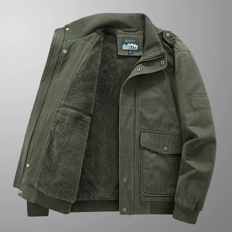 Demi‑season warm down jacket (men), oversized, fleece‑lined