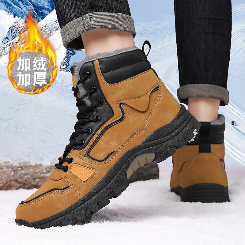 Giày bốt nam cổ cao lót lông giữ ấm, giày bốt Martin đa năng phong cách thời thượng — 5511 màu kaki, 5511 màu đen