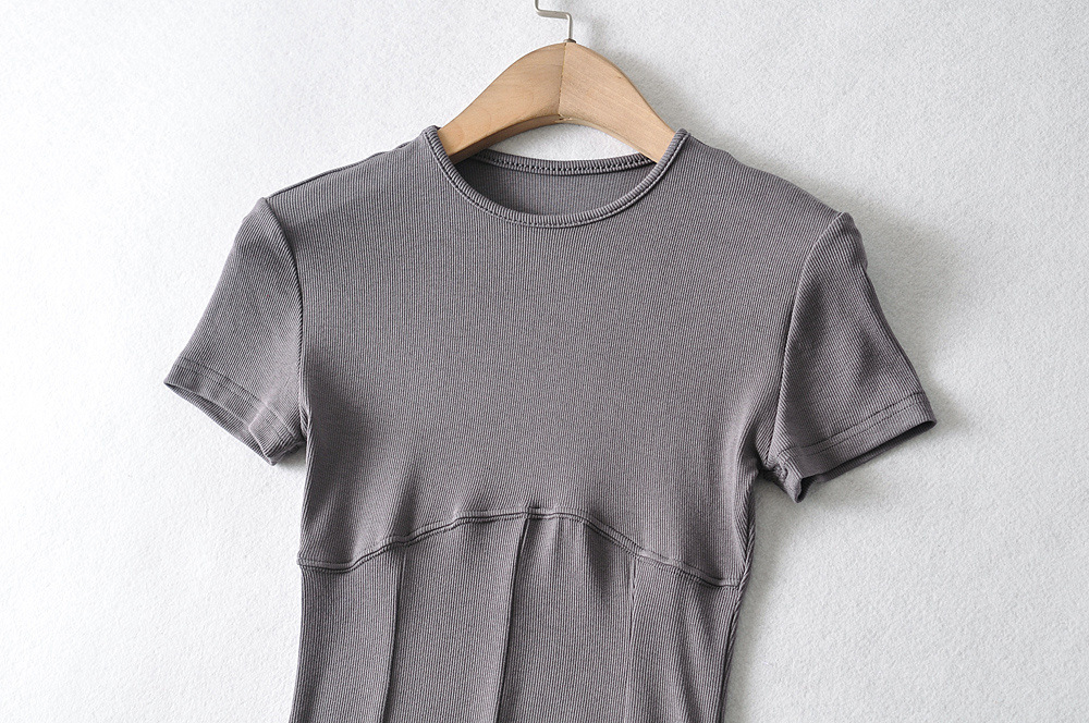 summer new fashion stitching short round neck solid color short-sleeved T-shirt  NSAC31329