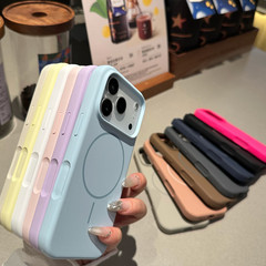 适用苹果17细圈磁吸手机壳液态硅胶iPhone16proMax马卡龙15保护套
