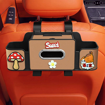 back storage box, multifunctional tissue Car tissue box/set - sweet-4-in-1-seat-storage-box-4th-generation-brown