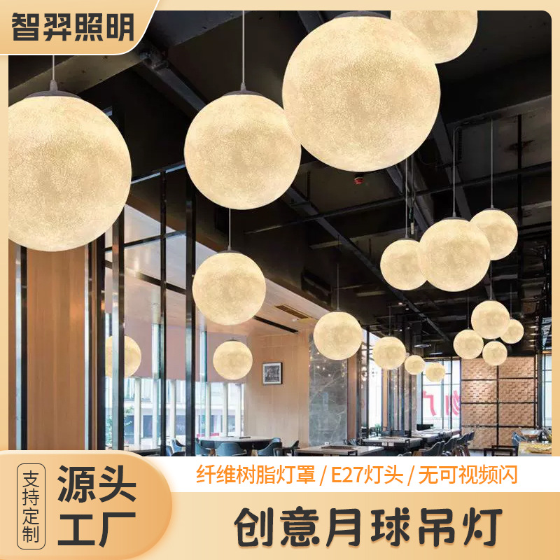 Ay Ulduz Asma Lampa Led Rezin Bar Restoran Dekor