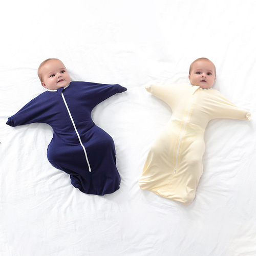 婴儿防惊跳睡袋投降式秋空调睡袋夏季薄款竹纤维襁褓新生儿包巾