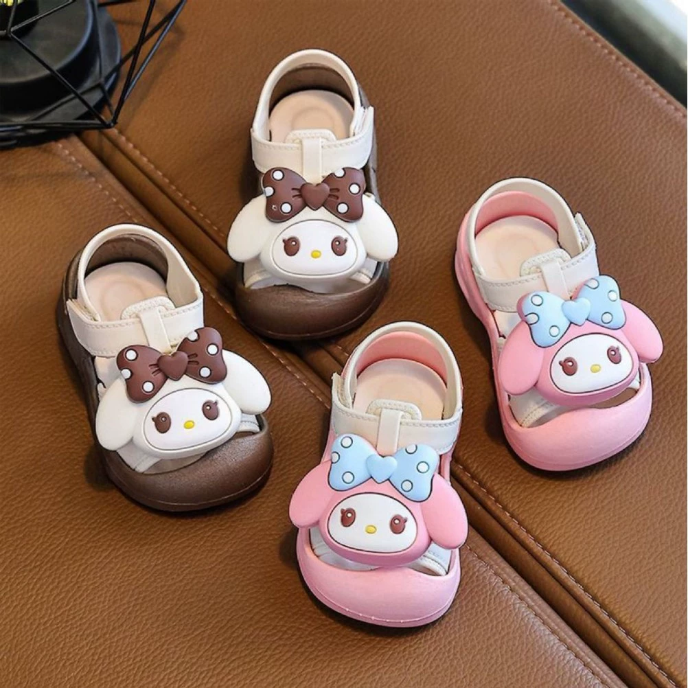 Новые детские туфли для девочек, сандалии для малышей, летняя обувь для младенцев, мягкие сандалии с мультяшным принтом, оптом туфли для девочек с открытым носком