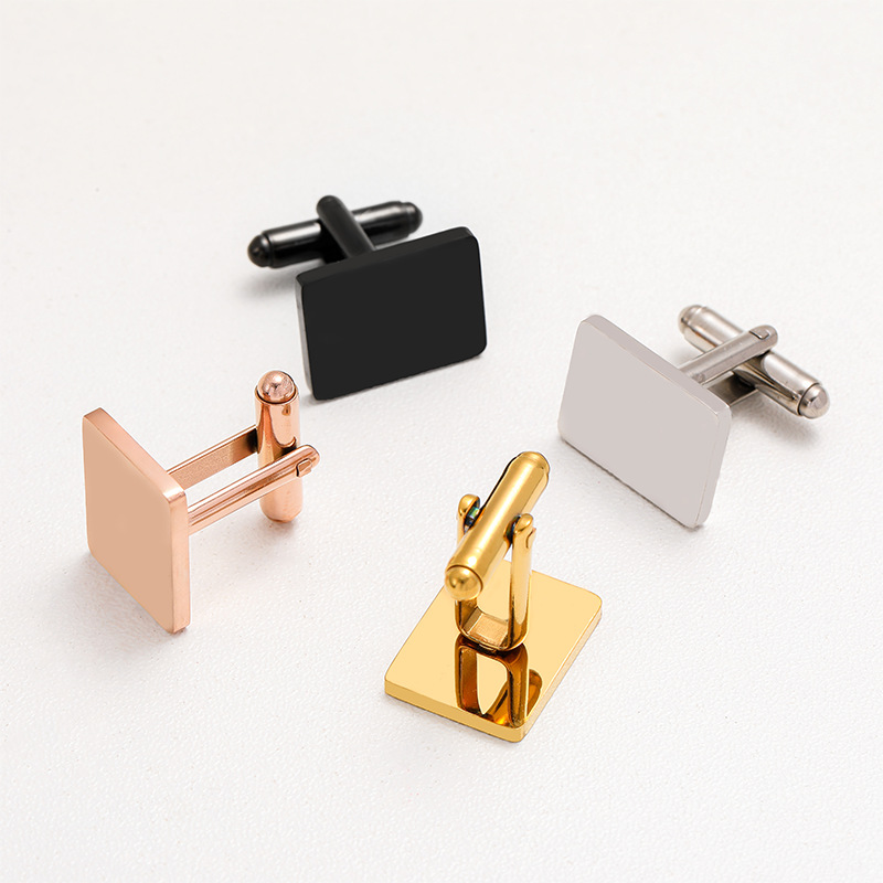 Factory Direct Sales Cross-Border New Product Cufflinks Men's Shirt Cufflinks Stainless Steel 18X14Mm Rectangular Cufflinks
