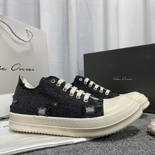 新款男士潮流破洞牛仔布帆布男鞋低帮经典百搭学生奶香男女鞋