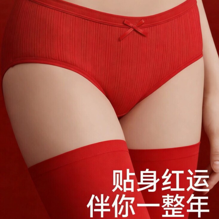 Directly from the Manufacturer: Women's Red Cotton Panties, Breathable Mid-Waist Briefs for the Year of Birth and Wedding, Wholesale