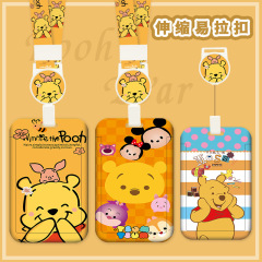 Card holder work permit campus student meal card telescopic easy-pull buckle lanyard transportation subway access card holder pick-up card holder