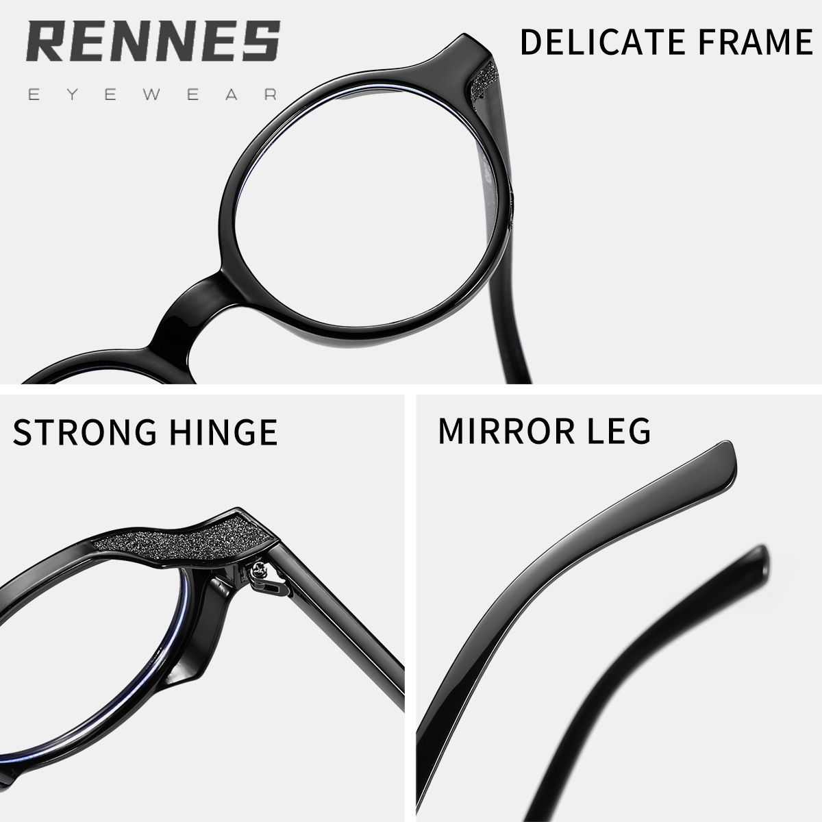 Nuevo estilo de campus transfronterizo, brillo fino, color caramelo, marco redondo, espejo plano anti-luz azul, gafas de marco de miopía para estudiantes masculinos y femeninos