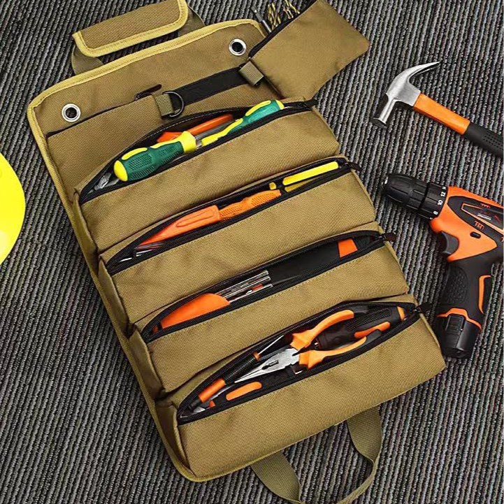 Bolsa de herramientas de tela Oxford transfronteriza, bolsa de herramientas colgante, bolsa portátil para almacenamiento de herramientas de electricista