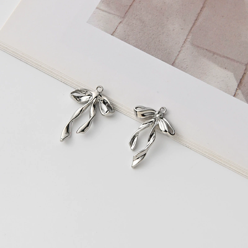 Metal pendant with bow, earrings, bracelet, necklace, accessory, accessories, simple and elegant design, DIY