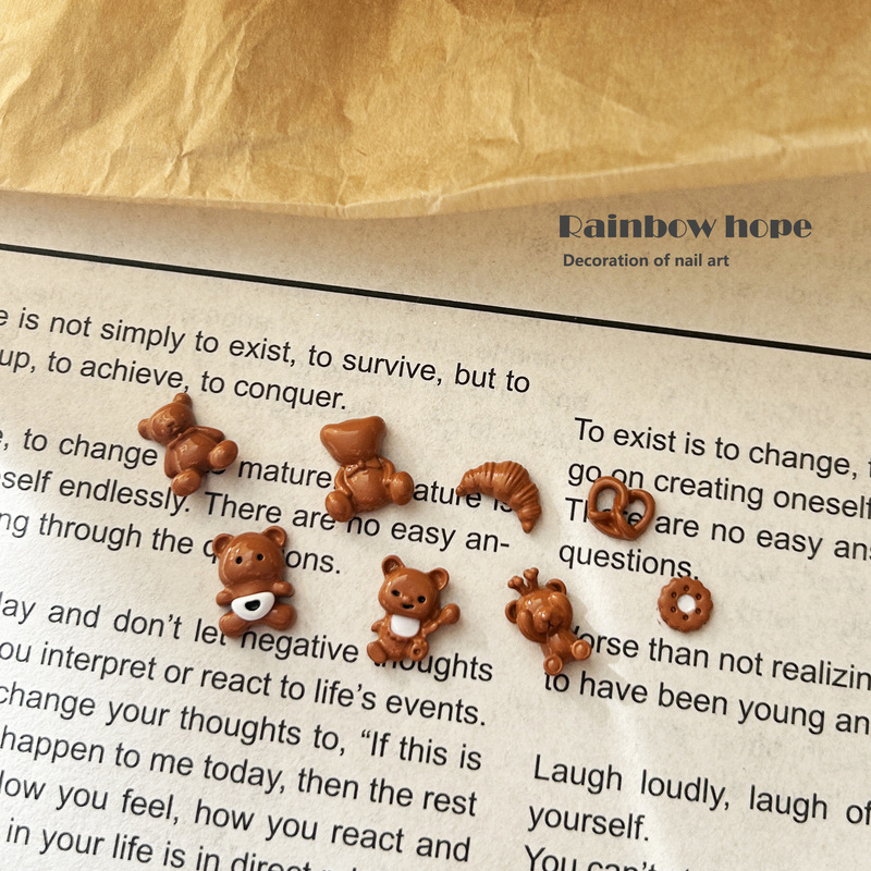 Candy Wind Caramel Bear Nail Art Jewelry Alloy Patch Spray Paint Handmade Three-dimensional Wear Nail Material Nail Decoration