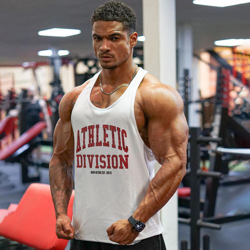  Muscle Fitness Brothers Summer Vest Men's Printed Cotton Loose Sports Large Size Round Neck Top Trendy