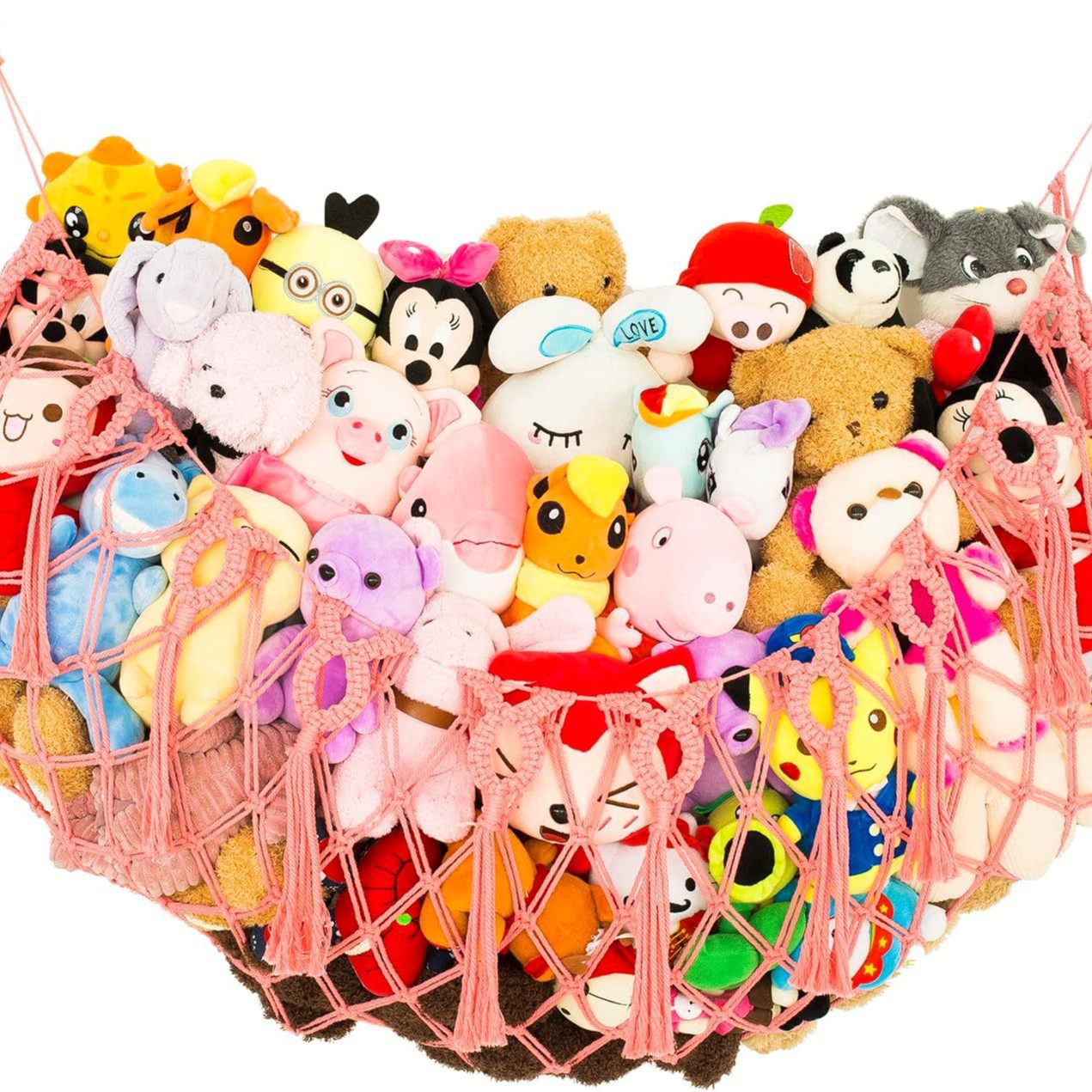 人形玩具収納ネットポケット綿紐吊り下げ人形ぬいぐるみ布人形壁織り収納ネットハンモックネットポケット