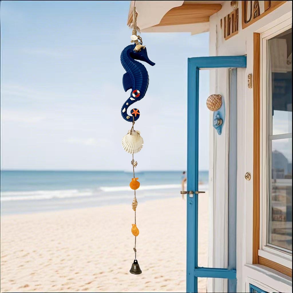 Colgante mediterráneo Colgante de campanilla de viento de caballito de mar mediterráneo Decoración del hogar Colgante de campanilla de viento de patio Colgante de restaurante marino