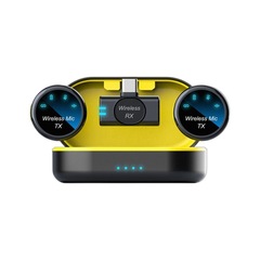 ワイヤレスラベリアマイク、携帯電話ライブ配信、商品紹介、1対2録音、ノイズキャンセリング、磁気吸着式