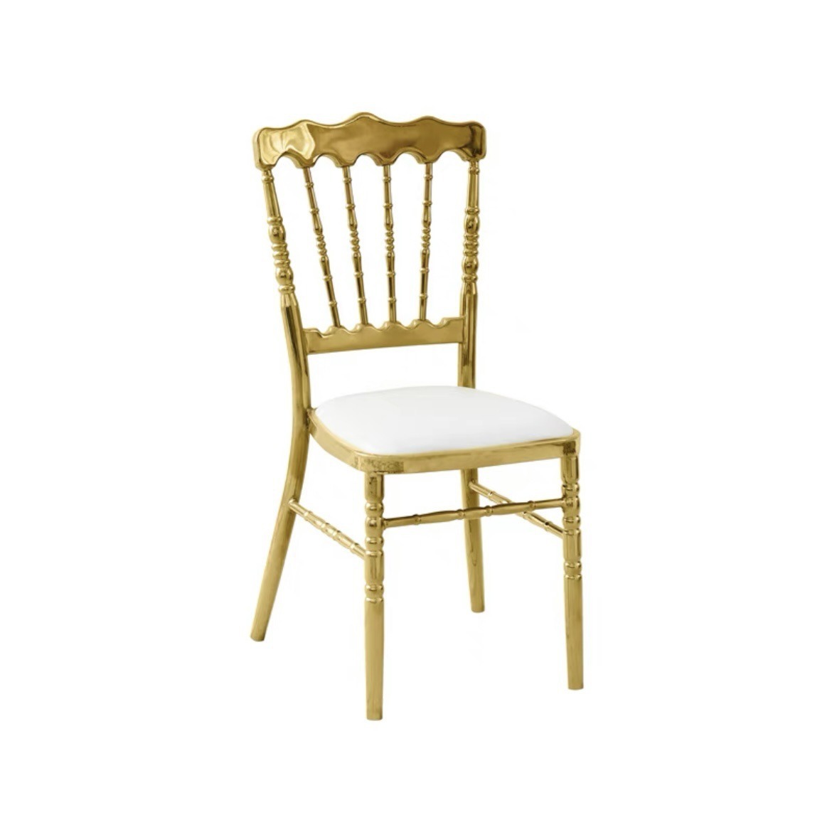 Sala de banquetes de bodas de hotel galvanizado solar silla de espalda redonda Napoleón silla de plata silla de hierro forjado silla de bambú al por mayor