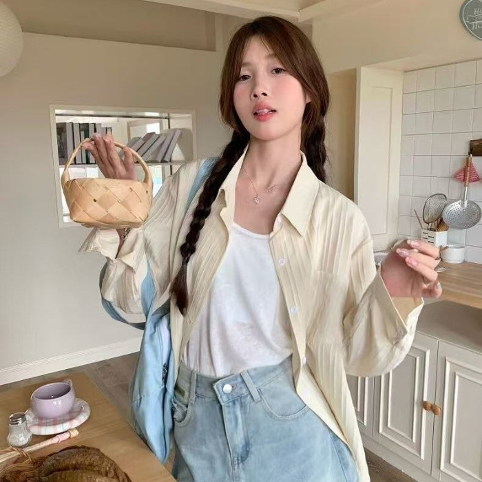 法式棉麻衬衫外套女春秋季薄款慵懒风小众衬衣开衫肌理感防晒上衣|undefined