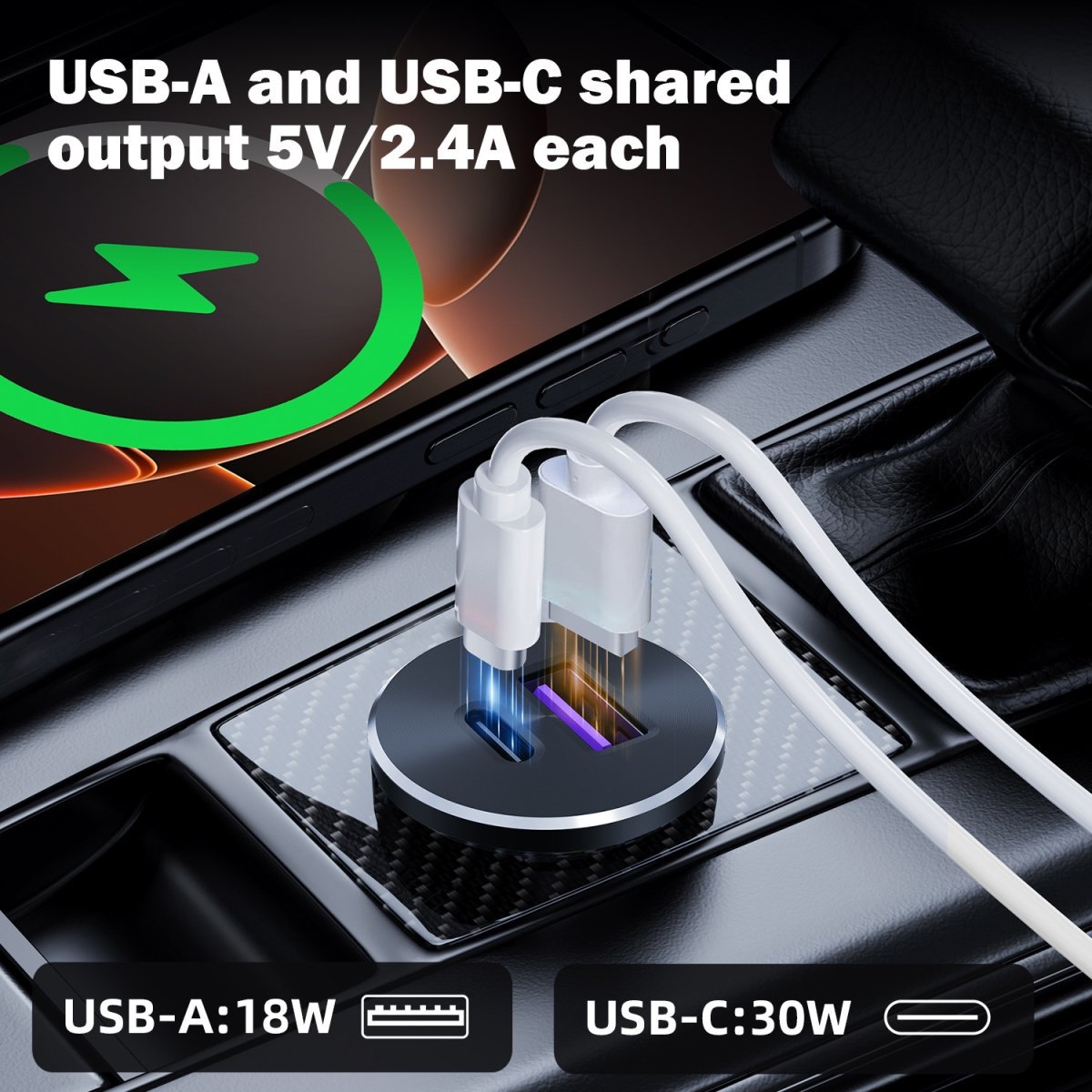 New Amazon Hot-Selling Car Modified USB Interface Pd Car Charger Aluminum Alloy Metal Car Charger Mini