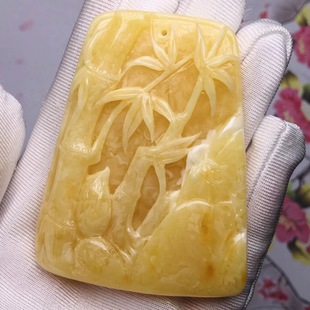 Raw ore Russian chicken oil yellow beeswax carving pieces beeswax bamboo pendant rising style fashion generous