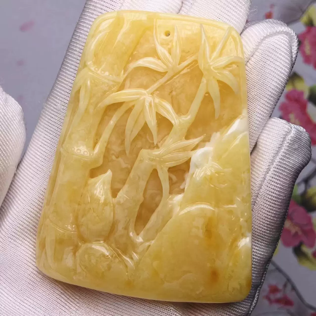 原矿俄料鸡油黄蜜蜡雕刻件 蜜蜡竹节吊坠 节节高升 款式时尚大方