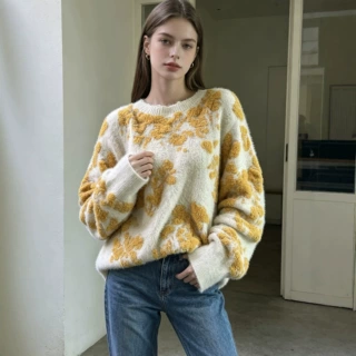 毛巾绣提花上衣女式针织衫慵懒感毛衣外贸跨境欧美eBay亚马逊女装