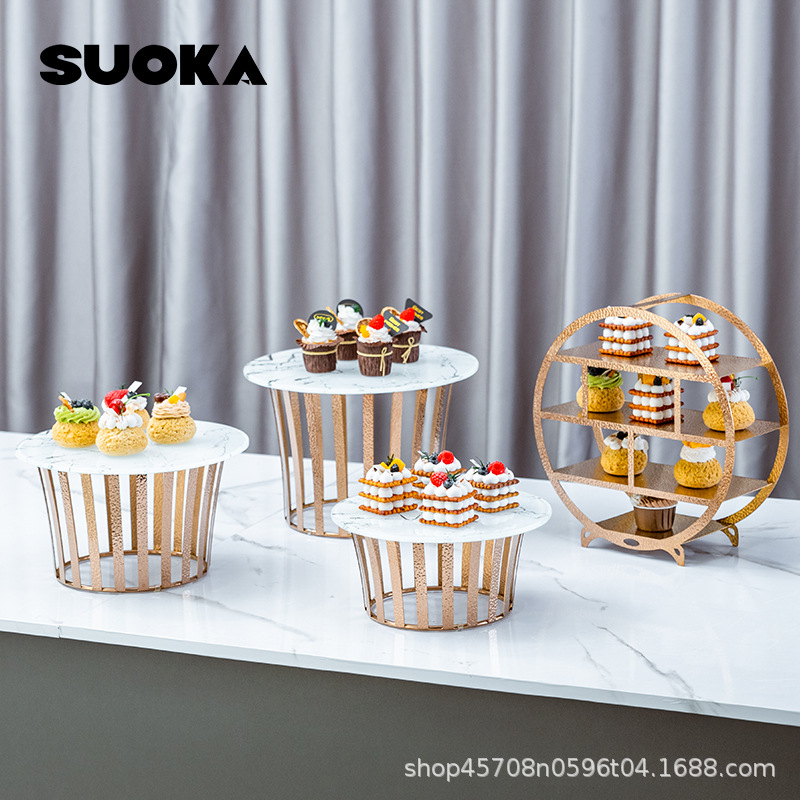 Luz de lujo de acero inoxidable refrigerio de postre decoración mesa de comida fría fruta pastel de mesa de exhibición mesa de café image 1