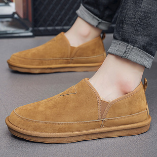 Snow boots men 2024 new winter warm non-slip fleece-lined bottom cotton shoes one pedal men's bread shoes tide