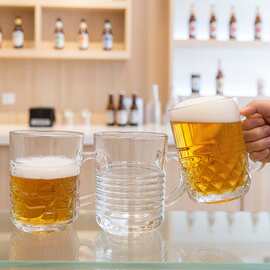带把玻璃杯家用喝水杯加厚耐高温客厅带把手泡茶杯子小容量啤酒杯