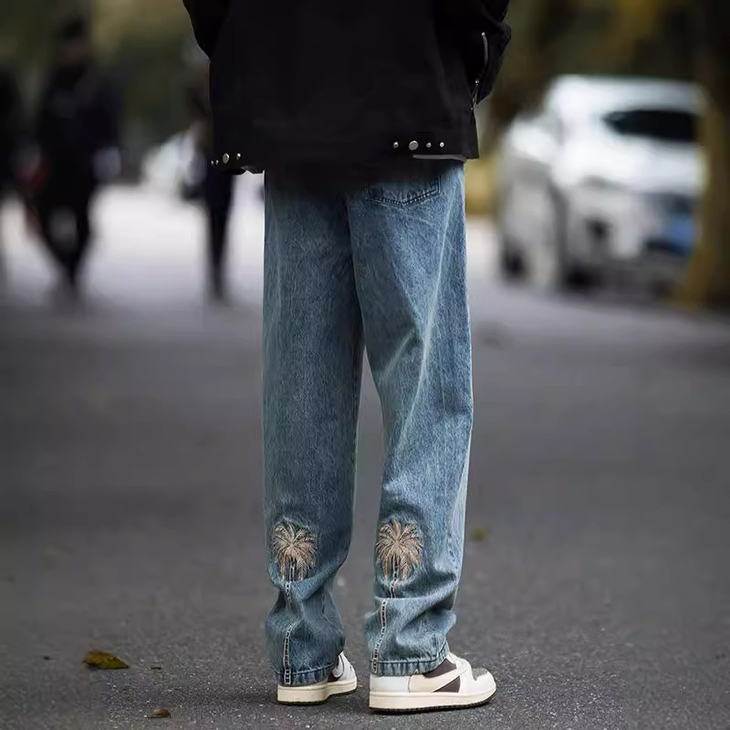 미국 캐주얼 도매 거리 청바지 남성 가을과 겨울 유행 세탁기 빈티지 청바지 남성용 루즈 스트레이트
