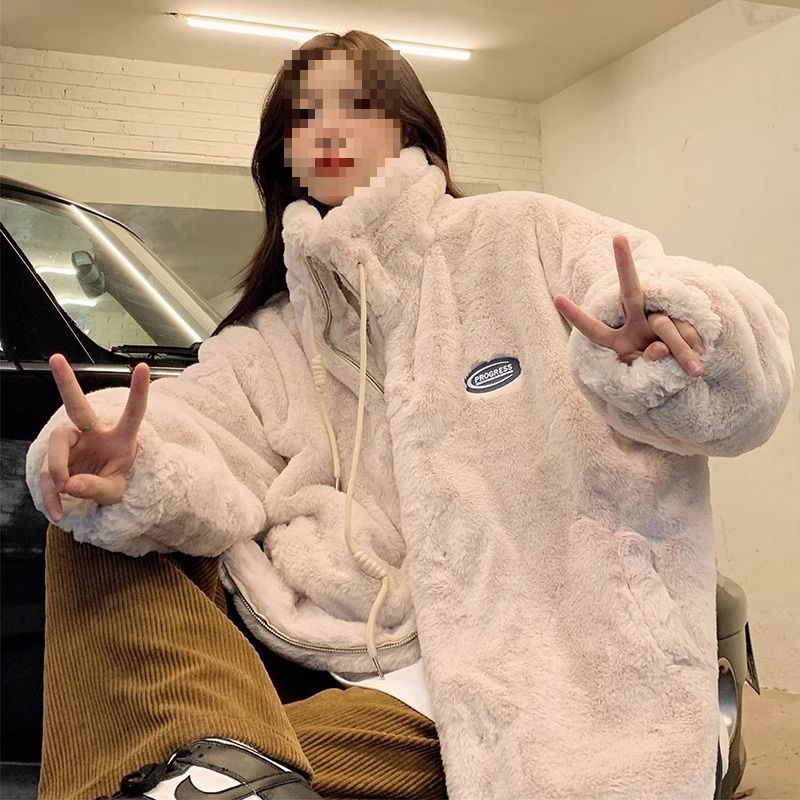 新款皮草仿獭兔毛中长款加厚貂绒大衣羊羔毛绒绒网红外套女冬