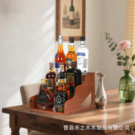 木制厨房调料收纳架铁木结合调味品储物架多工能红酒展示架