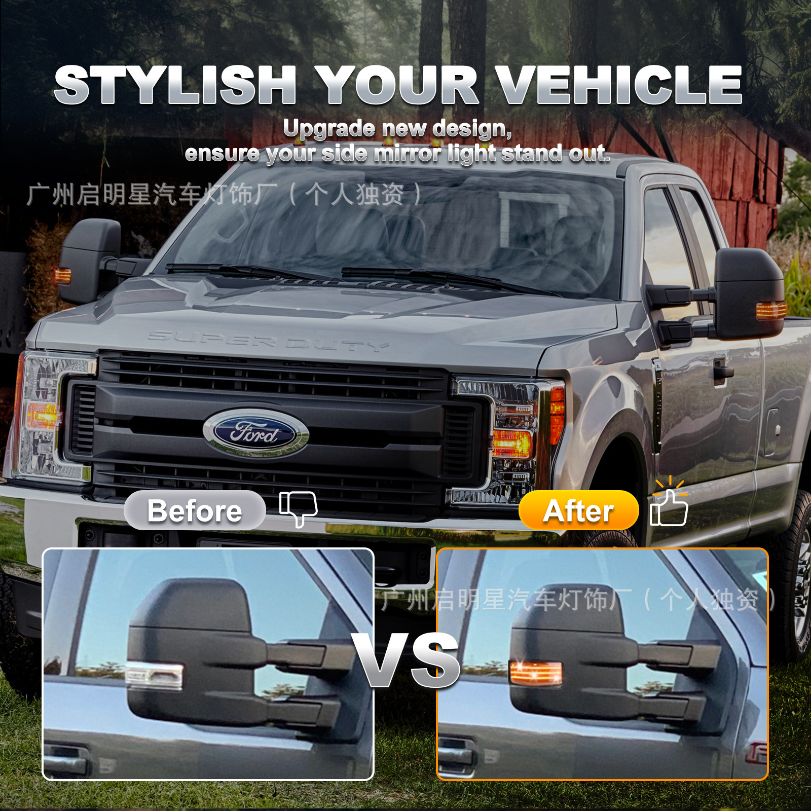 F250 Turn Signal Cross-Border Lighting Suitable for Pickup Trucks Ford F250 Lights F150 Reversing Mirror Lights Rearview Mirror Turn Signal