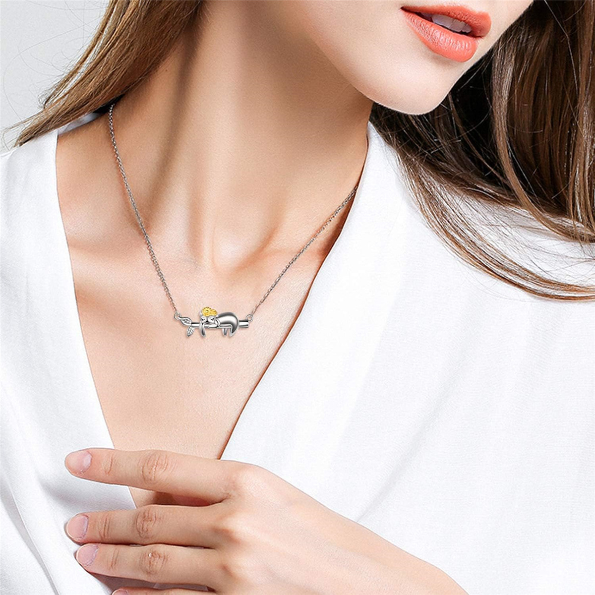 Heißer Verkauf Glänzende Gelbe Queue Sloh Anhänger Halskette, Modische Und Versaile frauen Tier Schmuck Zubehör_voghion.com