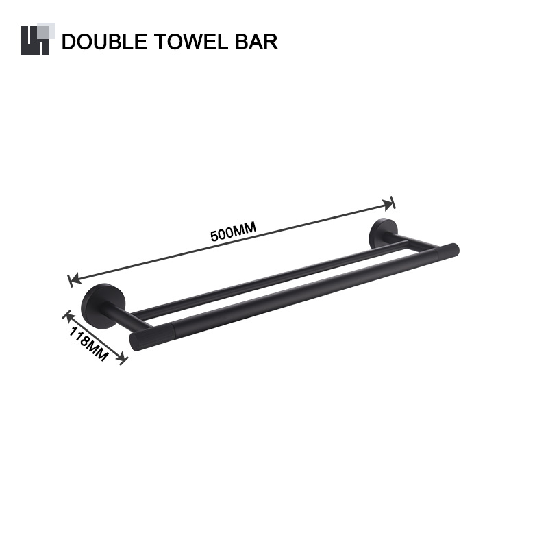 Toallero de baño de acero inoxidable negro mate transfronterizo Toalla de toalla Soporte de toalla de papel Gancho de ropa Baño de hotel Colgante de sala de moleteado de latón