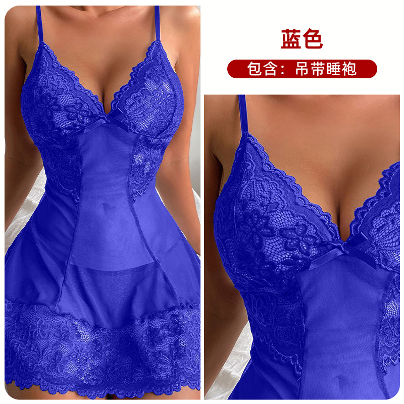 Pijamas fabricante de las mujeres cabestrillo de seda artificial para dormir suelto cómodo encaje ropa interior camisón